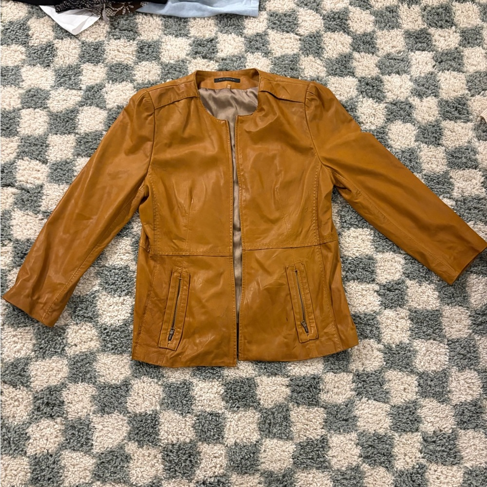 Elie Tahari Brown Leather Jacket